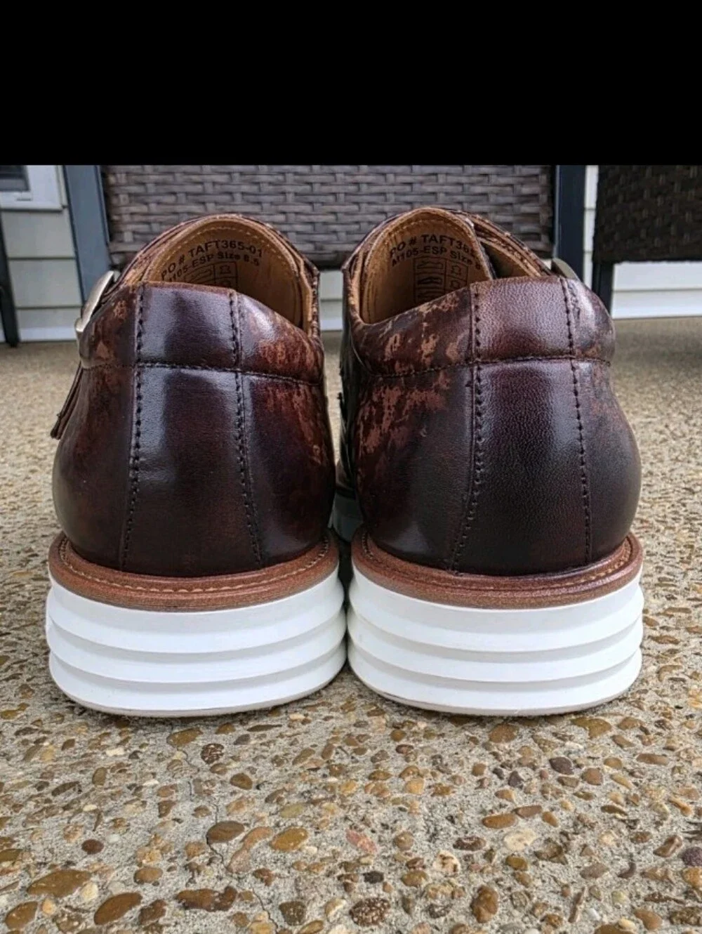 TAFT Mens Shoes 365 105 Brown Espresso Leather Double Monk Strap Size 8.5 Dress